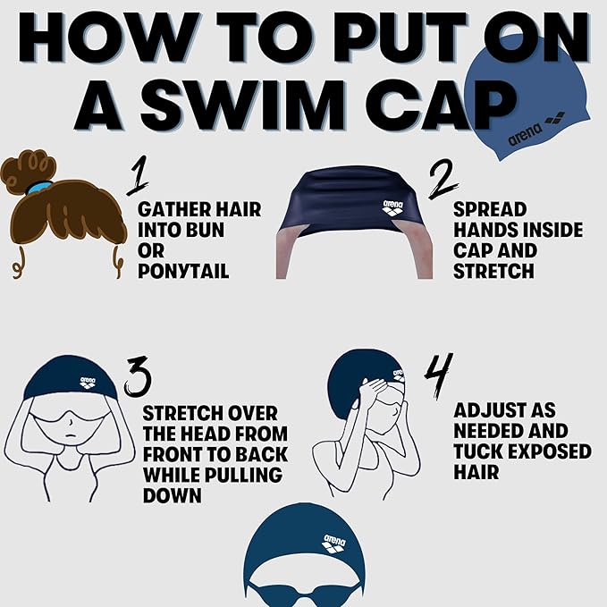 Arena Classic Unisex Soft Silicone Swim Cap for Women and Men, Intensive Training Comfortable Non-Slip Long Hair Swimming Hat