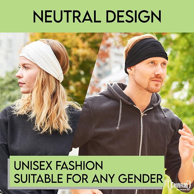 CHARM Headband for Men, Japanese Style Bandana Head Bands for Women and Men, Stretch Hair Band for Sports & Daily Wear by Casualbox