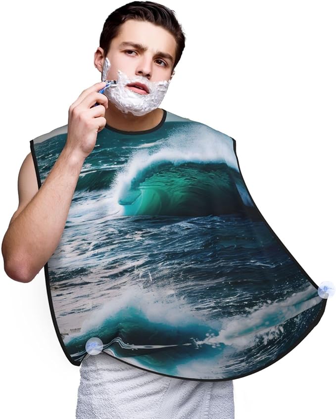Black And White Marble Texture Print Beard Bib Shaving Apron, Beard Hair Trimming Cape Gift For Dad