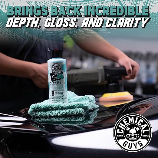 Chemical Guys C4 & P4 Clear Cut Correction Compound and Precision Paint Perfection Polish Combo - Removes Scratches, Swirls, Towel Marks, and Etching, Restores Gloss, Polishing Kit - 2 x 16 oz
