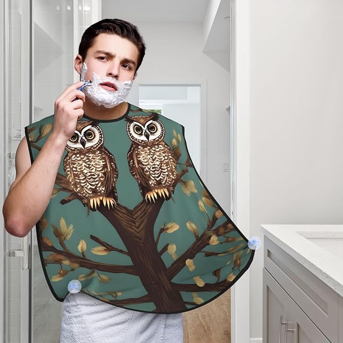 Beautiful Peacock Print Beard Bib Shaving Apron, Beard Hair Trimming Cape Gift For Dad