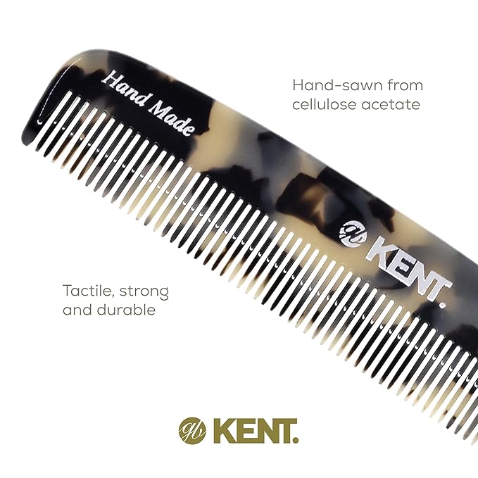 Kent 7T TW All Fine Tooth Pocket Comb for Men - Handmade Hair and Beard Travel Comb for Everyday Grooming and Styling - Saw Cut and Hand Polished for Wet, Dry, Fine or Thinning Hair