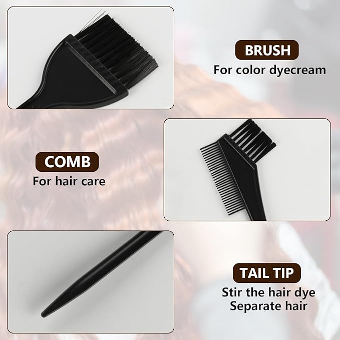 6 Pcs Hair Dye Brush Applicator Kit, Hair Color Brushes for Women Men, Hair Coloring Brush Set, Hair Color Applicator Brush Combs, Hair Dye Applicator Brush, Hair Tint Dyeing Hair Dying Tools Kits