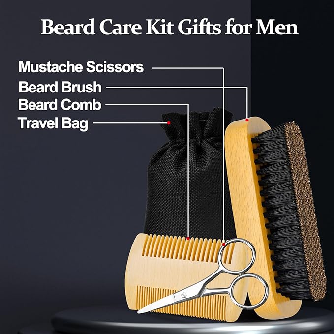 Fathers Day Dad Gifts Beard Brush for Men Him Boyfriend Husband from Wife Mustache Christmas Stocking Stuffers Anniversary Birthday Valentines Day Father's Day