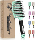 KTKUDY Detangling Brush Boar Bristles HairBrush Make Hair Shiny & Healthier Curved and Vented Detangler Brush for Women Men Kids Wet and Dry Hair (Turquoise)