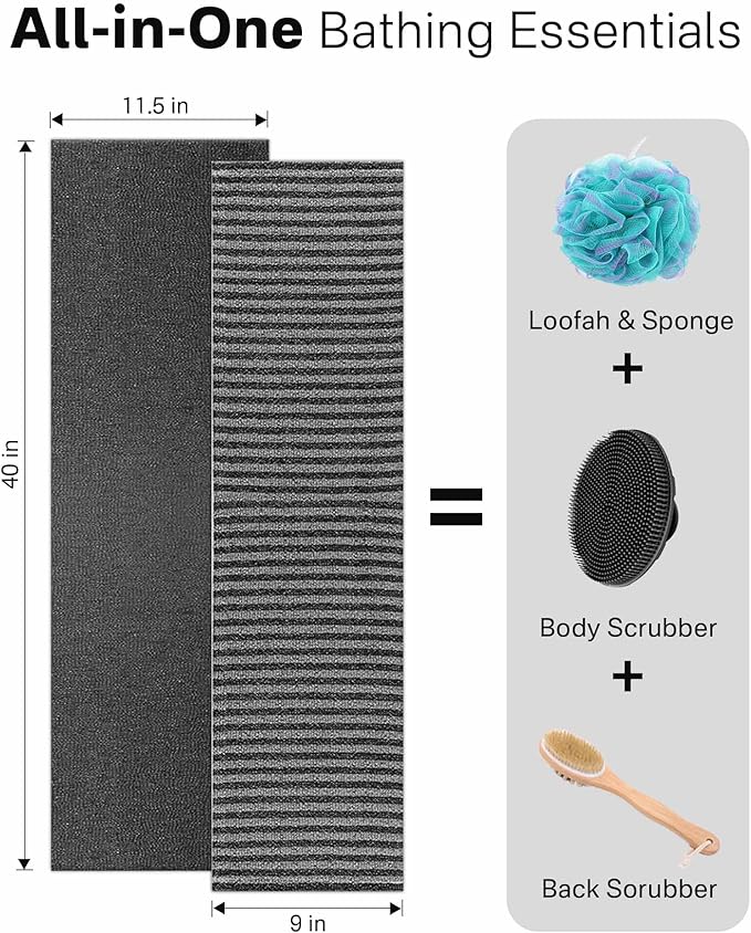 Yiclick 2PCS Exfoliating Washcloth Towel - Exfoliating Body Scrubber Exfoliator, Loofah Sponge Wash Cloth, Korean & Japanse & African Net Sponge Rag - Back Scrubber Washer for Use in Shower Bath