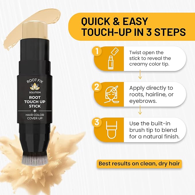 Root Touch Up Hair Color Stick for Gray Coverage - Instant Bald Spot Concealer Stick for Grays and Roots - Professional Salon Quality Hair Cover Up Hair Products for Women/Men (Golden)