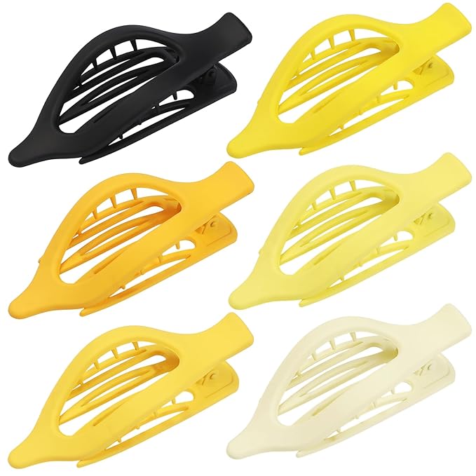Flat Hair Clips for Women - 6 PCS French Flat Claw Clips Medium Hair Clips for Girls Large Hair Claw Clips for Thick or Thin Hair Strong Hold No Slip Hair Accessories for women (Yellow)