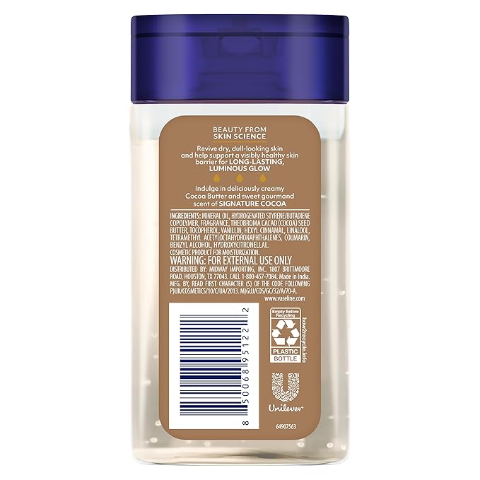Vaseline Cocoa Radiant Replenishing Oil Gel with Pure Cocoa Butter, Travel Size, 1.69 fl oz, 3 Pack