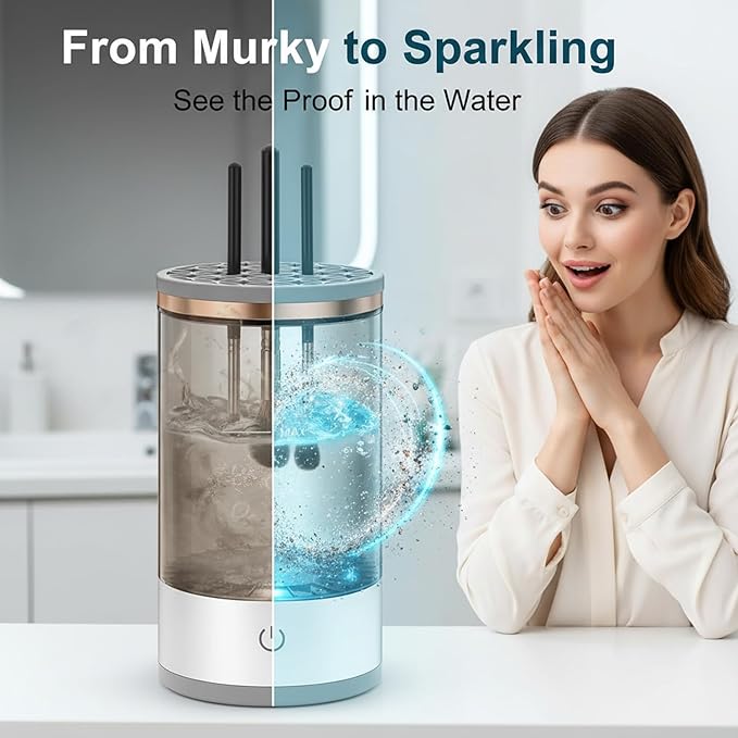 TARSHYRY Electric Makeup Brush Cleaner Machine, Automatic Brush Cleaner Spinner Dryer, Cleanser Tool for All Size Makeup Brushes