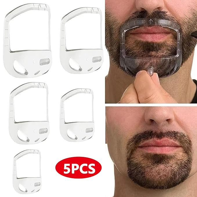 Beard Shaping Tool Set: 5 Size Goatee Shaper for Men, Goatee Shaving Template & Beard Guide Shaper, Mustache Grooming Kit Face Hair Styling Template for Precise Trimming