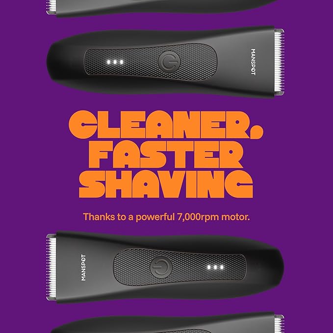 MANSPOT Manscape Groin & Body Hair Trimmer for Men, Electric Ball Pubic Trimmer Shaver,Manscape Kit with 4 Guard,Replaceable Ceramic Blade Heads,Waterproof Wet/Dry Shaver,90 Minutes Shaving