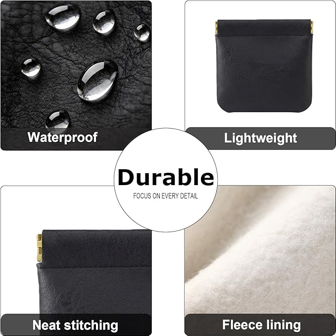 4Pcs Small Makeup Bag for Purse Mini Leather Pocket Cosmetic Bag for Women Small Lipstick Purse Pouches for Purse Small Coin Purse Organizer Pouches Portable No Zipper Makeup Pouch(Black, Ivory White)