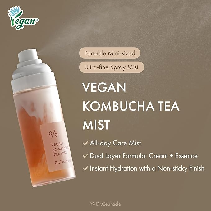Dr.Ceuracle Vegan Kombucha Tea Mist - Hydrating Face Mist, Portable Milky Spray Serum, Korean Skincare for Stocking Stuffers (80 ml / 2.70 fl. oz.)