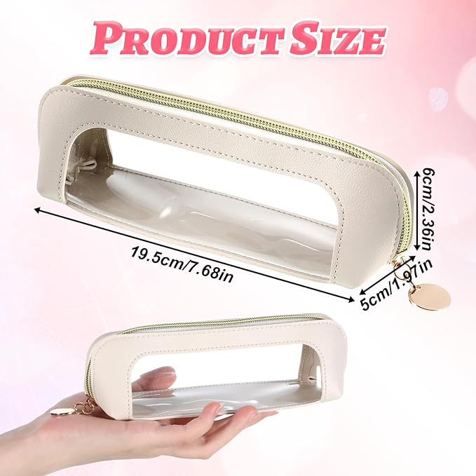 Clear Makeup Bag PU Leather Mini Makeup Pouch Transparent Portable Makeups Brush Case Travel Cosmetic Bag Waterproof Cosmetic Organizer Pouch with Zipper for Women Travel Office Home Makeups Storage