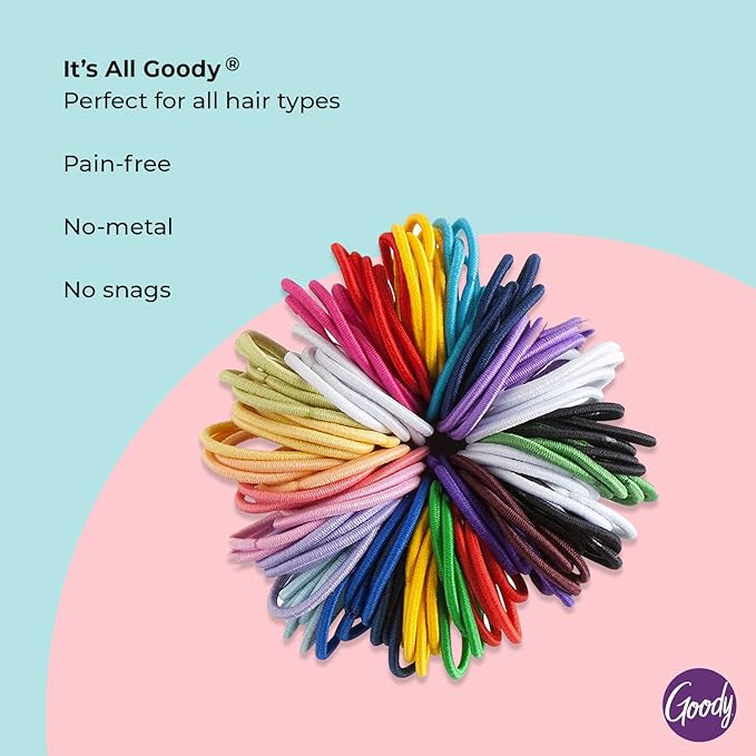 Goody Kids Ouchless Hair Elastics – No Pull, No Breakage, Tangle-Free Hold for Fine Hair – 40 Count, Assorted Colors, Long-Lasting Ponytail Holders for Girls & Boys (Pack of 2)