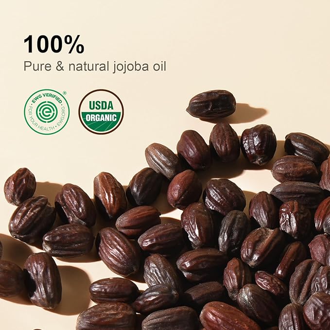 4oz Jojoba Oil (EWG Verified) 100% Pure Cold Pressed Jojoba Oil for Face, Hair, Nails and Skin, Unrefined & Hexane Free, Natural Body Facial Moisturizer Multi-purpose oil Base Carrier Oil