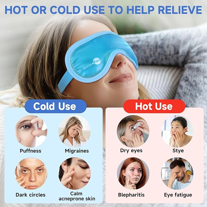 Cold Eye Mask Cooling Eye Mask for Dry Eyes, Gel Eye Mask Eye Ice Pack Reusable Cold Eye Compress for Dark Circles, Migraines, Eye Surgery, Skin Care 2 Pack