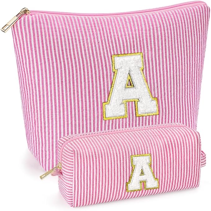 Easter Basket Gifts for Teen Girls Women Girlfriend - 2PCS Gifted Box Makeup Bags - Cosmetic Bag for Travel Toiletry - 11 12 13 14 15 16 Years Old Teen Girl Gifts Trendy Stuff Teacher Gift - Pink A