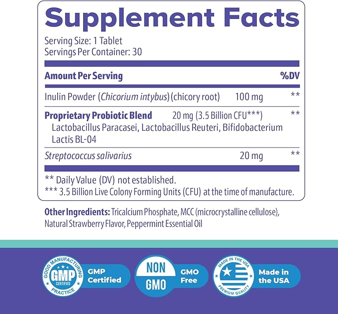 GumAktiv Oral Health Supplement – 3.5 Billion Probiotics, Supports Natural Oral Balance, Cleanses Mouth, Promotes Healthy Gums & Teeth, Non-GMO, Gluten-Free | 30 Tablets, 3 Month Supply
