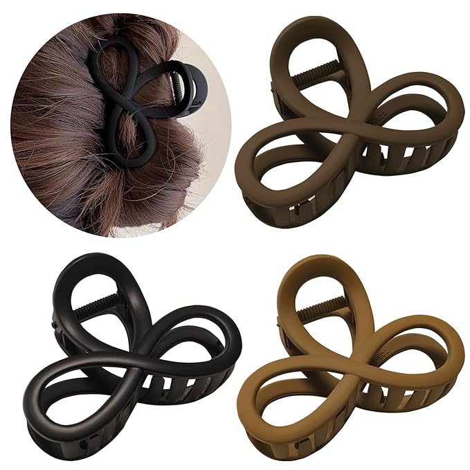 3.3 Inch Hair Claw Clips, Unbreakable No Slip Matte Claw Clip for Women's Thin & Medium Thick Fine Hair, 3 Pack