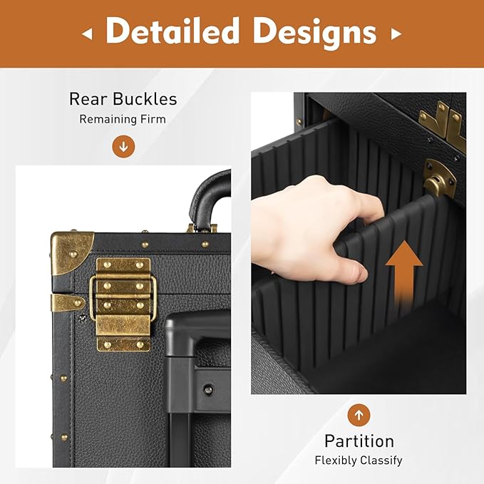 Beauty Salon Luggage with Makeup Hairdressing Tools Storage,32 In-Retro Travel Organizer Tool Box with Hair Dryer Holder for Stylist,Beauty,Makeup Artist (Black 31.7in)