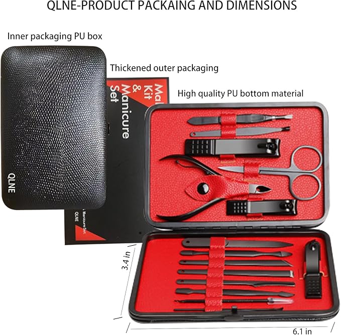 Nail Clippers Sets High Precisio Stainless Steel Nail Cutter Pedicure Kit Nail File Sharp Nail Scissors and Clipper Manicure Pedicure Kit Fingernails & Toenails with Portable Stylish case (Black)