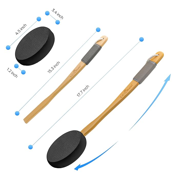 Lotion Applicator for Back Self Elderly with 4 Replaceable Pads & Long Curved Handle, Sunscreen Applicator for Kids, Seniors, Women to Apply Skin Creams, Ointment, Moisturizers and Self-Tanning Lotion