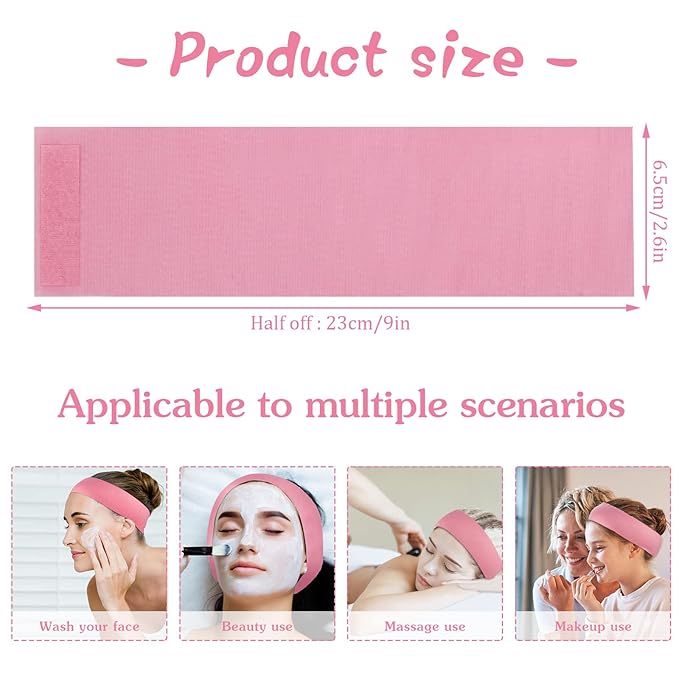 Pimoys 30 Count Disposable Headbands for Facials, Women's Skincare, Makeup, Bath, Sport, White, Black, Pink