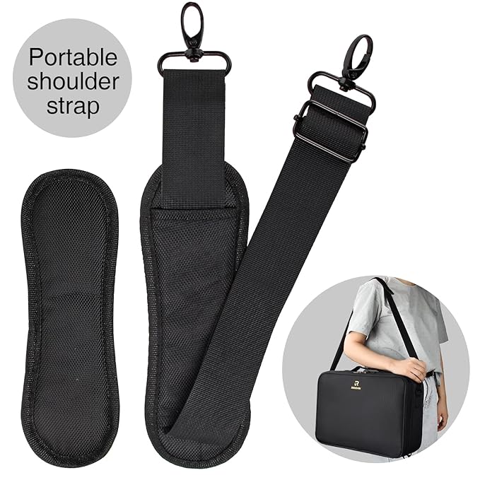 MONSTINA Large Makeup Case, 3 Layers Makeup Bag Cosmetic Organizer Brush Bag Barber Train Case Makeup Artist Box for Hair Curler Hair Straightener Brush Set and Cosmetics