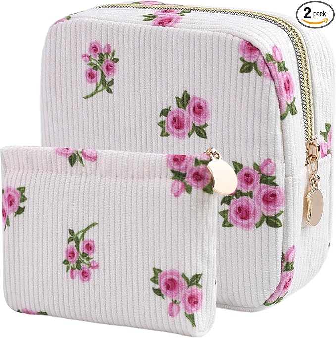 2-Pack Period Bag for Women Girls, Portable Corduroy Sanitary Napkin Storage Bag Period Pouch Small Discreet Menstrual Pouch, Sanitary Pads Bag Period Kits Tampons Holder for First Period