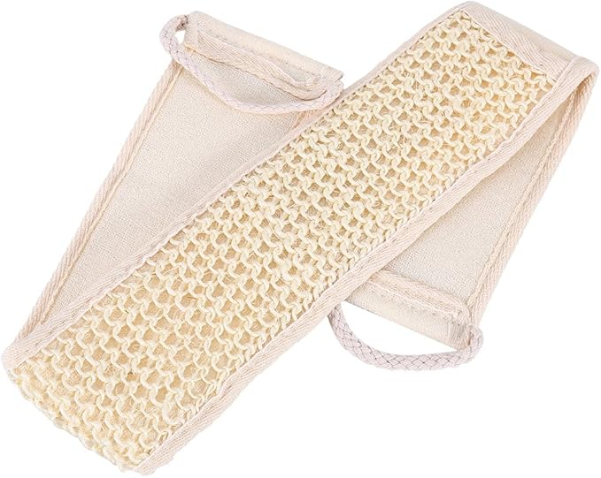 Loofah Back Scrubber Strap, Bath Wash Exfoliating Strap for Shower Massage Sponge Body Back Washer for Men and Women, Skin Care Bathing Accessories