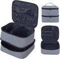 Double Layer Makeup Bag Portable Large Cosmetic Case Organizer with Adjustable Dividers Storage Travel Bag for Accessories Brushes Conditioner and Skin Care Products (Grey)