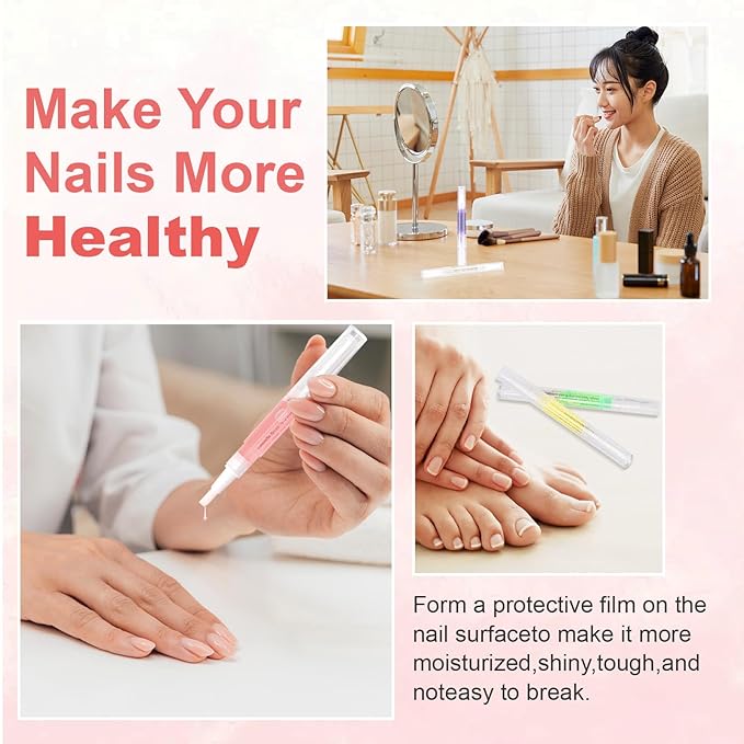 Meschett 3PCS Nail Cuticle Oil Pens with Nail File, Cuticle Oil for Nails from Natural, Nail Oil Cuticle for Cracked and Dry Nail(Pineapple & Peach & Jasmine Flavor)