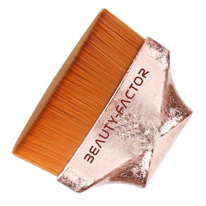 Flat Top Foundation Makeup Brush - Hexagon Kabuki Powder Make Up Brushes Soft and Dense Bristles with Protective Case for Liquid, Blending, Body, Self-tanner, Cream, Buffing (Pink)