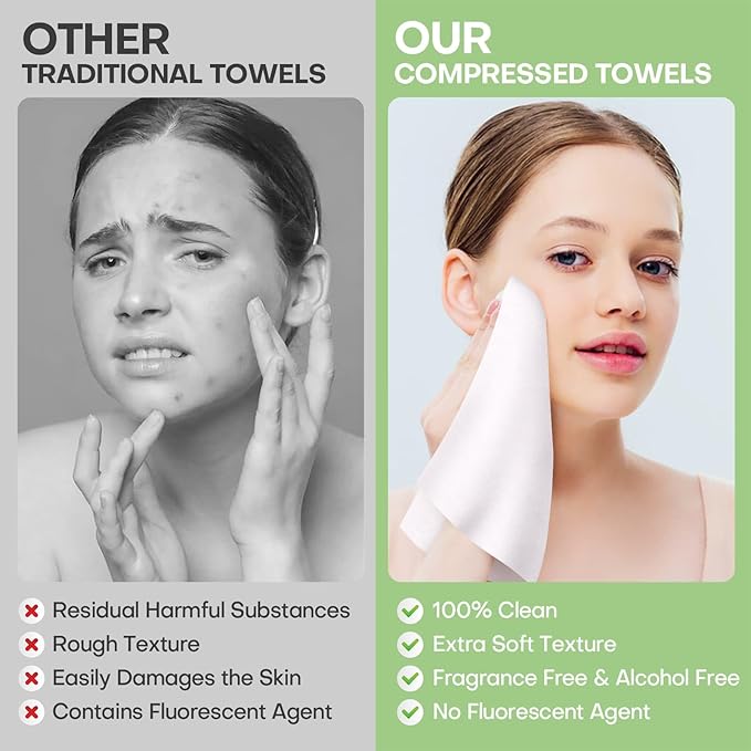 Compressed Towel Tablets 100 Count, Thickened Disposable Face Towel Biodegradable Cotton Cloths, Portable Mini Compressed Washcloths Coin Tissue for Travel, Gym, Home, Outdoor Activities