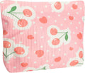 Cute Cherry Makeup Pouch for Women Red Heart Small Make Up Bag for Purse Zipper Initial Makeup Cosmetic Bags Pouches for Purse Aesthetic Travel Toiletry Bags, Pink Cherries Hearts