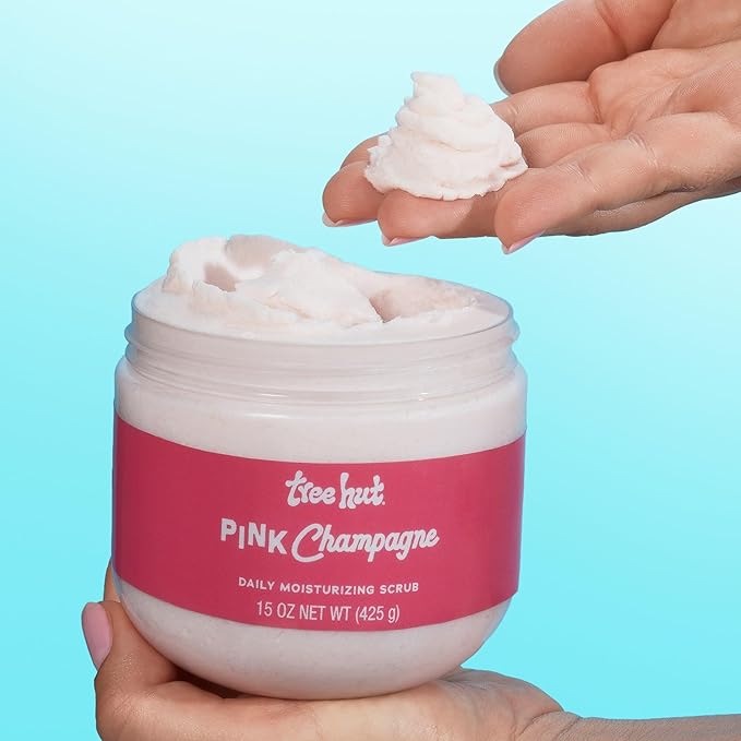 Tree Hut Pink Champagne Daily Moisturizing Scrub, Whipped Foamy Exfoliating Body Scrub, Hydrating & Moisturizing Everyday Formula for Soft, Radiant Skin, 15 oz