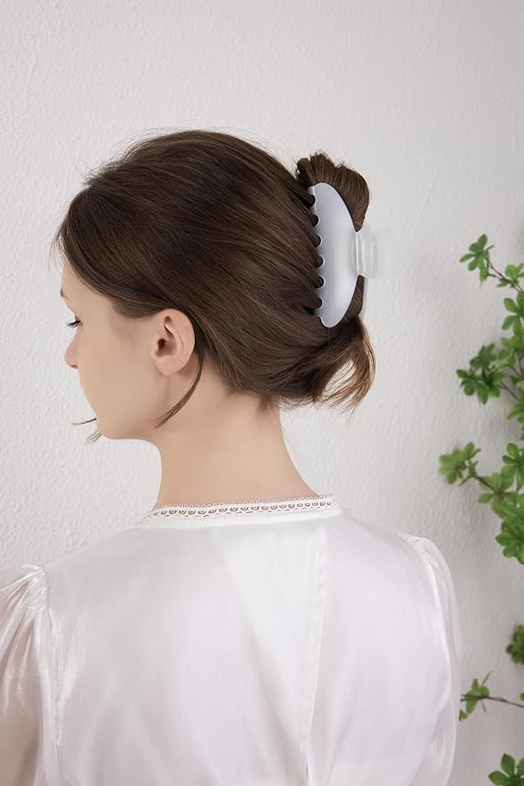 Durable Acetate Hair Clips - 4-Inch Pearl white Claw Clips for Fine and Thick Hair (Pearl white)