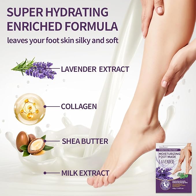 5 Pack Moisturizing Foot Mask,Hydrating Foot Masks for Dry Cracked Feet,Moisturizing Socks Dry Skin Moisturizer for Soft and Smooth Touch Feet,Foot Care Spa Gifts for Women Men Easter Basket Stuffers
