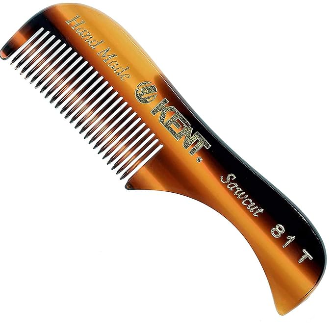 Kent A 81T Men's Beard and Mustache Pocket Comb, Fine Toothed Pocket Size for Facial Hair Grooming and Styling, Hand-Made of Quality Cellulose Acetate, Saw-cut Hand Polished, Made in England