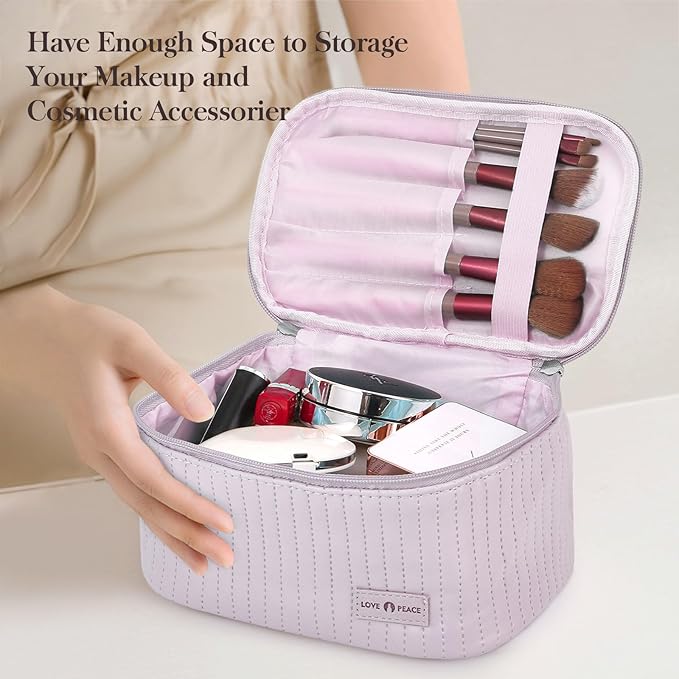 Makeup Bag Travel Cosmetic Bag, Large Capacity Makeup Organizer Bag and Storage, Portable PU Leather Pouch Toiletry Bag Make up Organizer, Cosmetic Bags for Women