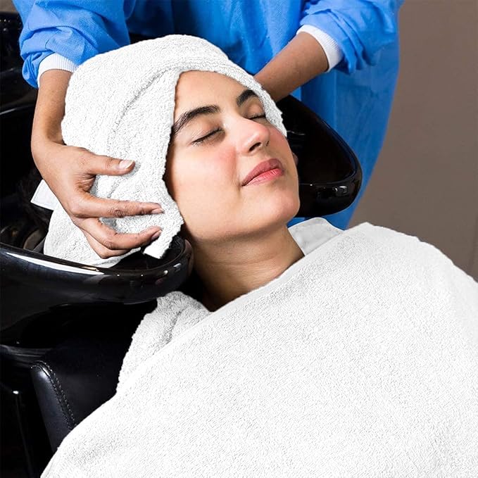Avalon Towels Salon Towel - White Hand Towels Bulk Pack of 24 - 100% Cotton Absorbent Spa, Facial & Gym Towel for Working Out - 16x27 Inches (Not Bleach Proof)