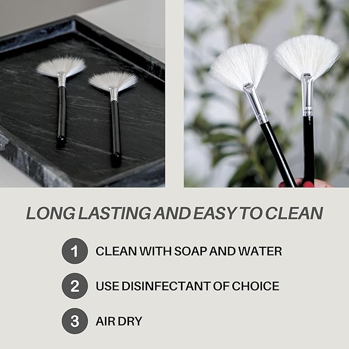 Soft Fluffy Goat Hair Professional Facial Esthetician Brushes (White)