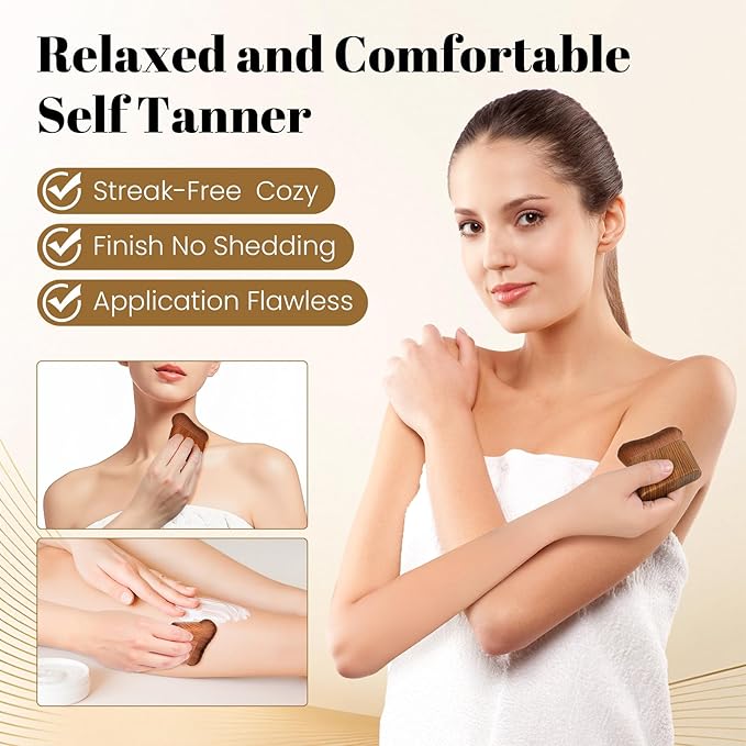 Large Kabuki Self Tanner Brush | Professional Body Makeup Brush for Self-Tan, Leg Makeup and Body Bronzer | Vegan Blend & Blur Sunless Tanning Applicator for Lotion, Mousse & Liquid (Brown)