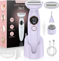 3 in 1 Bikini Trimmer for Women, Electric Razors for Women with Display, Painless Bikini Trimmer, USB Charging, Electric Shaver for Woman,Shaver for Woman for Face, IPX7 Waterproof,Light Lilac