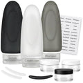 Dot&Dot Leak Proof Travel Bottles - TSA Approved 3oz 10pc Silicone Toiletries Travel Shampoo & Conditioner Containers with Labels