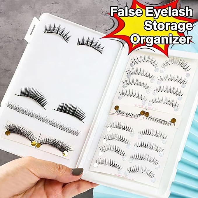 Empty Eyelash Storage Box,Eyelash Storage False Eyelash Display Box can Holds a large number of False Eyelashes Xmas Gift for Girls Makeup Lovers (White)