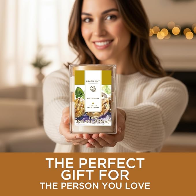 Princess Belle Brazil Nut Body Butter, Body Moisturizer for Dry Skin, Brazil Nut Body Care for Brazil Nut Skin, Body Butter for Women Smell Good, Brazil Nut Gift Set-2 Pack (3.4floz + 6.8 floz)