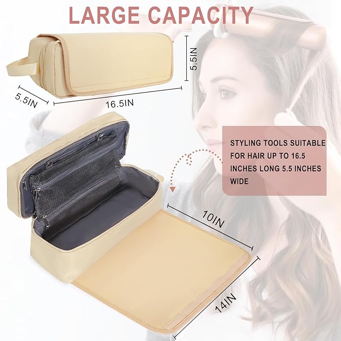 Hair Tools Travel Bag with Heat Resistant Pad, Portable Hair Tools Storage for Hair Straighteners, Curling Iron and Hair Care Accessories, Traveling Essentials for Women